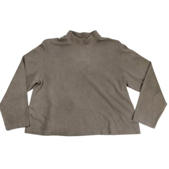 Hermes Silk Blend Sweater Sweatshirt H Logo Mock Turtleneck collar size 34 Olive - Picture 1 of 7